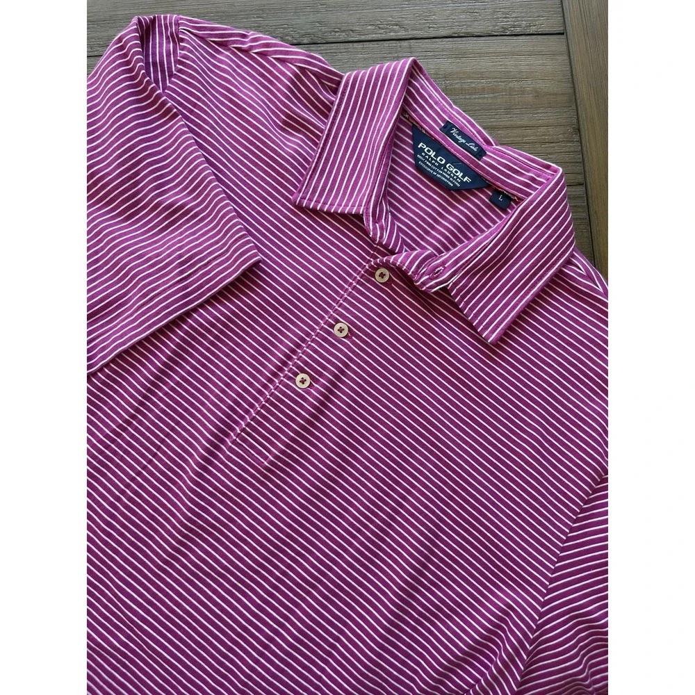 POLO GOLF RALPH LAUREN Vintage Lisle Polo Shirt Men Size M 100% Pima Cotton Pink